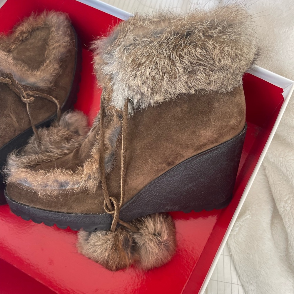 coach suede and real fur boots